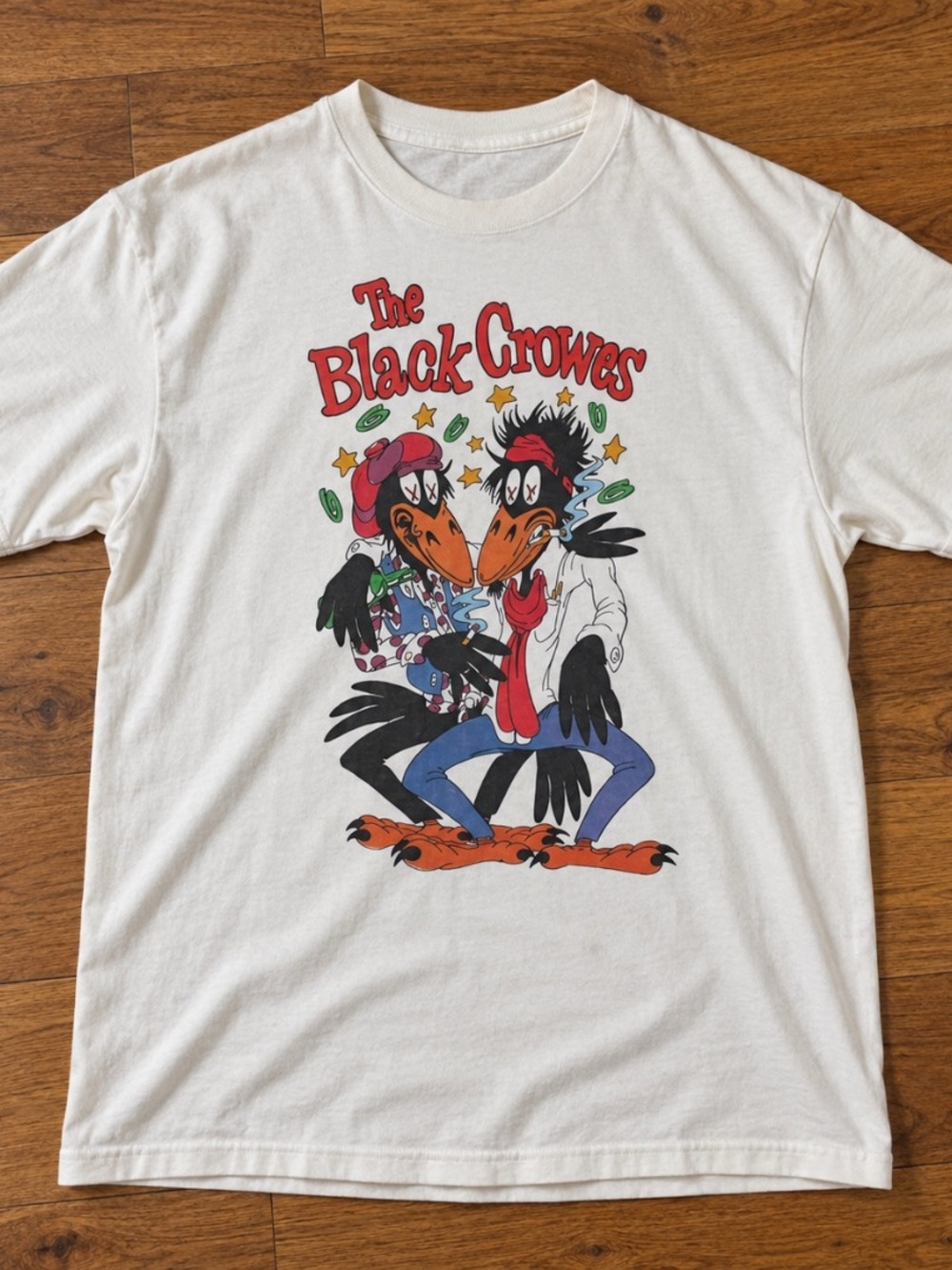 Gildan White Kids Tee with The Black Crowes Cartoon Print
